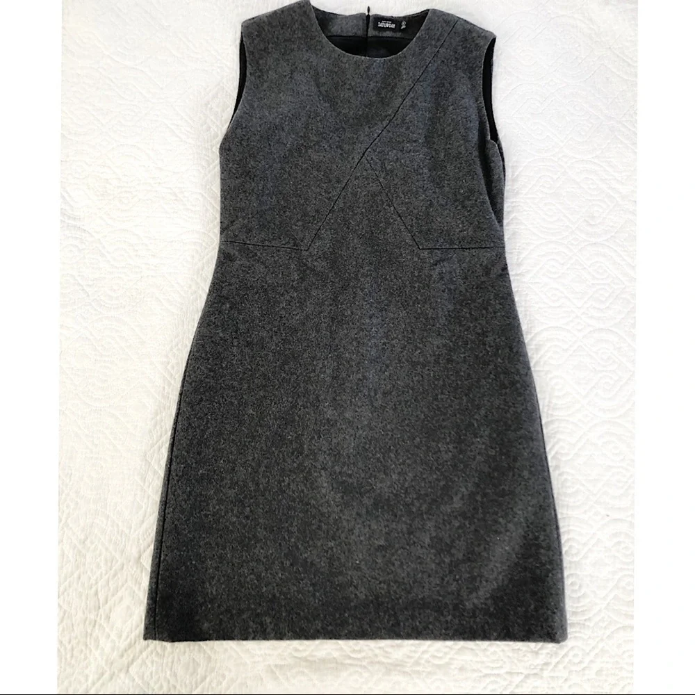 Kate Spade Saturday Woman's Sz 4 Gray Wool Blend Sleeveless Career Dress